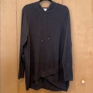 Charcoal hooded light knit sweater